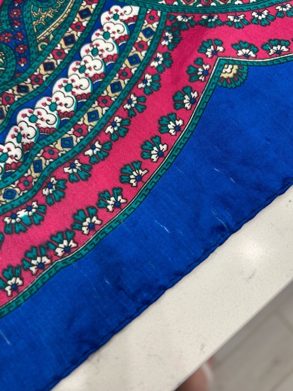 (3 for $10) Vibrant Blue Paisley Square Scarf - Picture 2 of 8